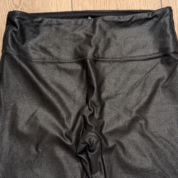 Santiny Black Womens M Medium Leggings Shiny Liquid Shimmery Dressy Sexy - Picture 2 of 3